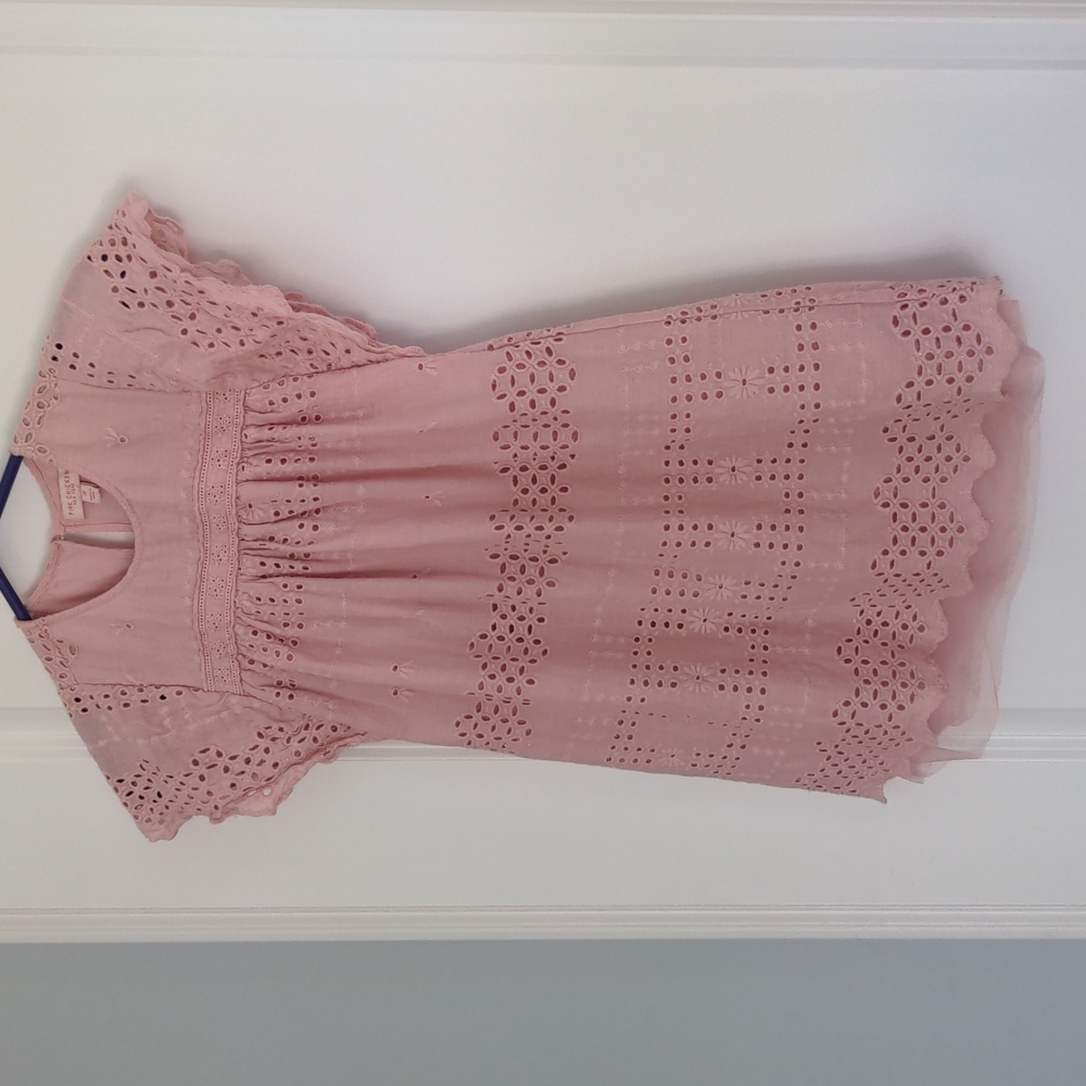 Pink Chicken Girls Pink Eyelet dress size 5Y
